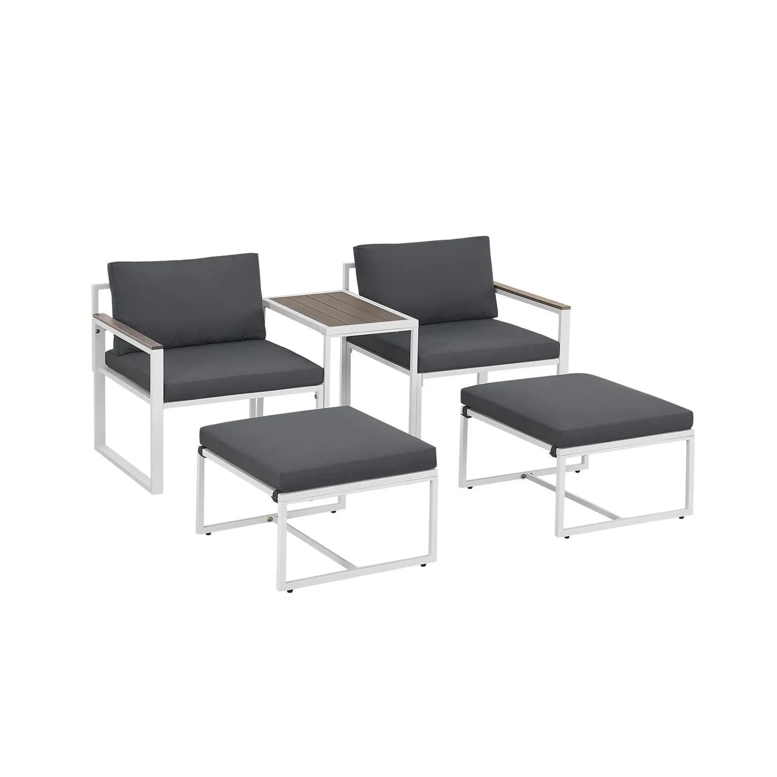 Juskys Gartenlounge-Set Bari 5-tlg. Grau/Weiß mit Kissen