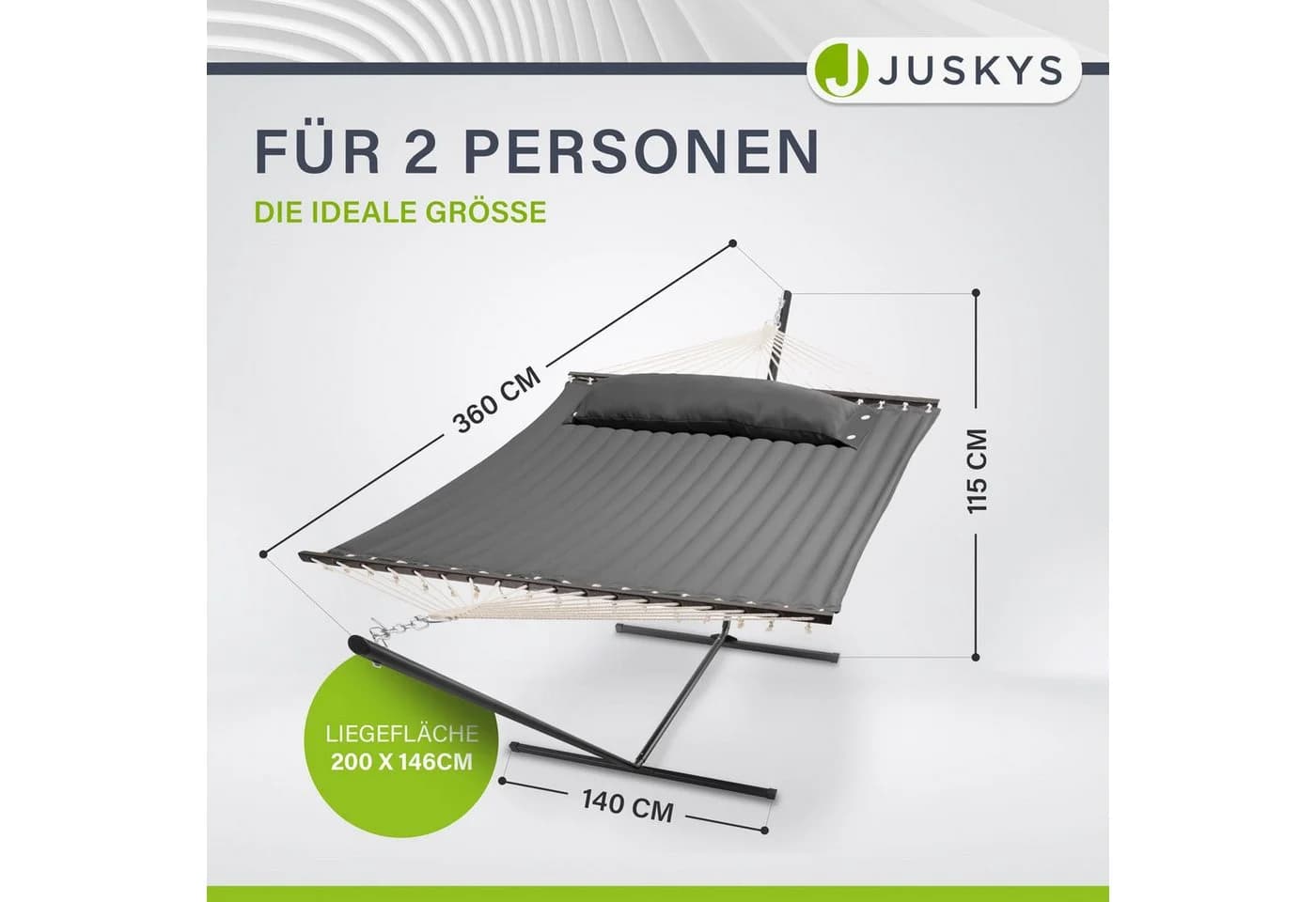 Juskys Hängematte Cata Doppelhängematte 2 Personen Anthrazit - Bild 2