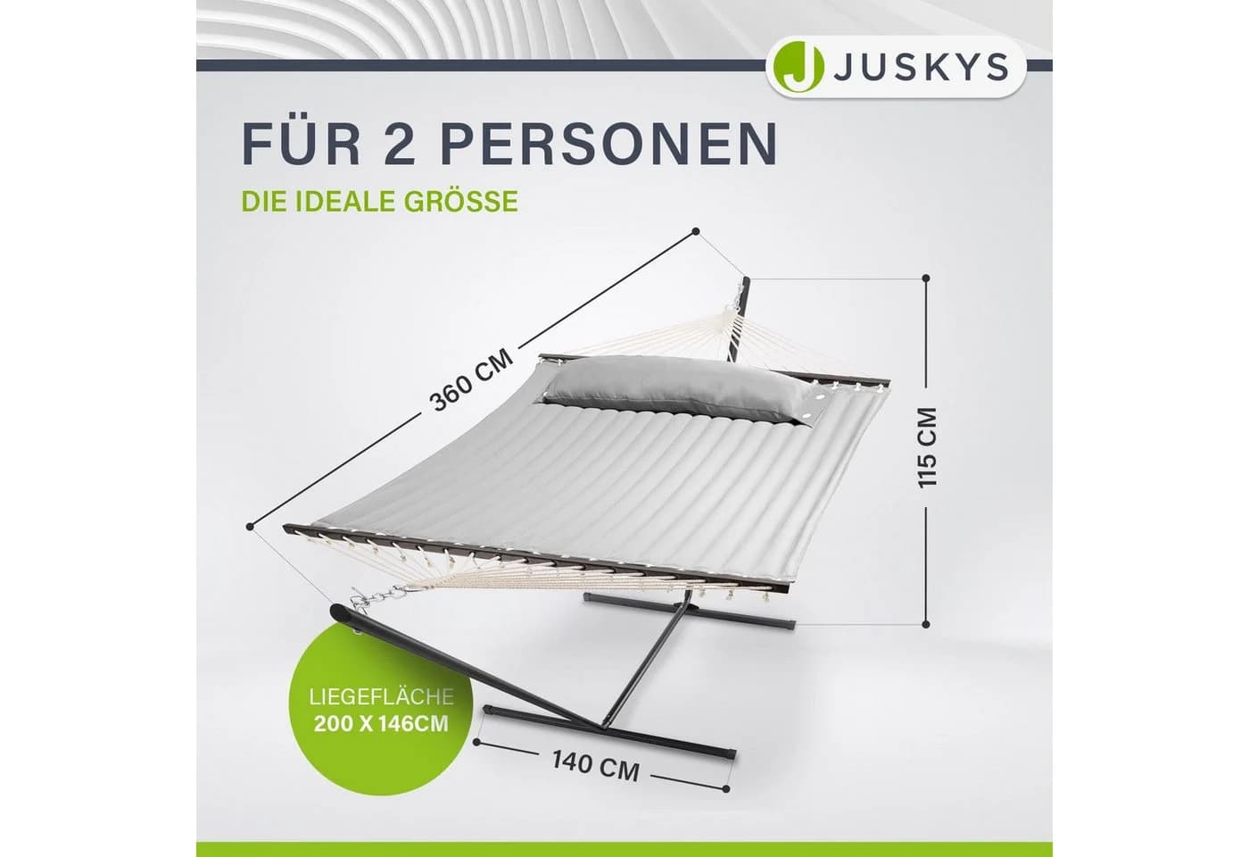 Juskys Hängematte Cata Doppelhängematte Hellgrau - Bild 2
