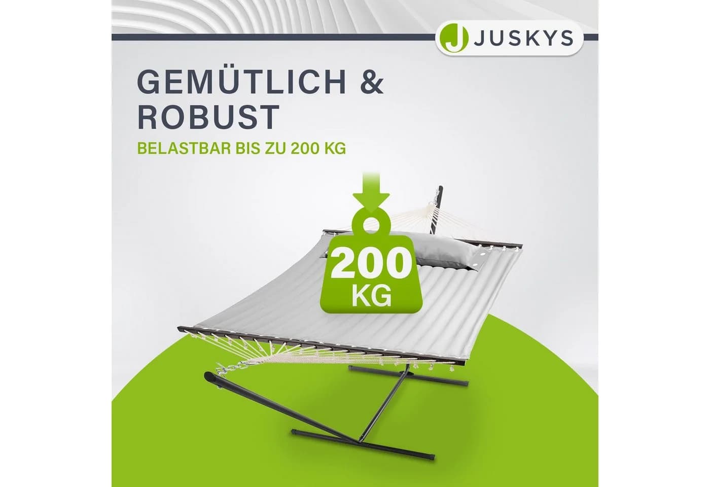Juskys Hängematte Cata Doppelhängematte Hellgrau - Bild 5