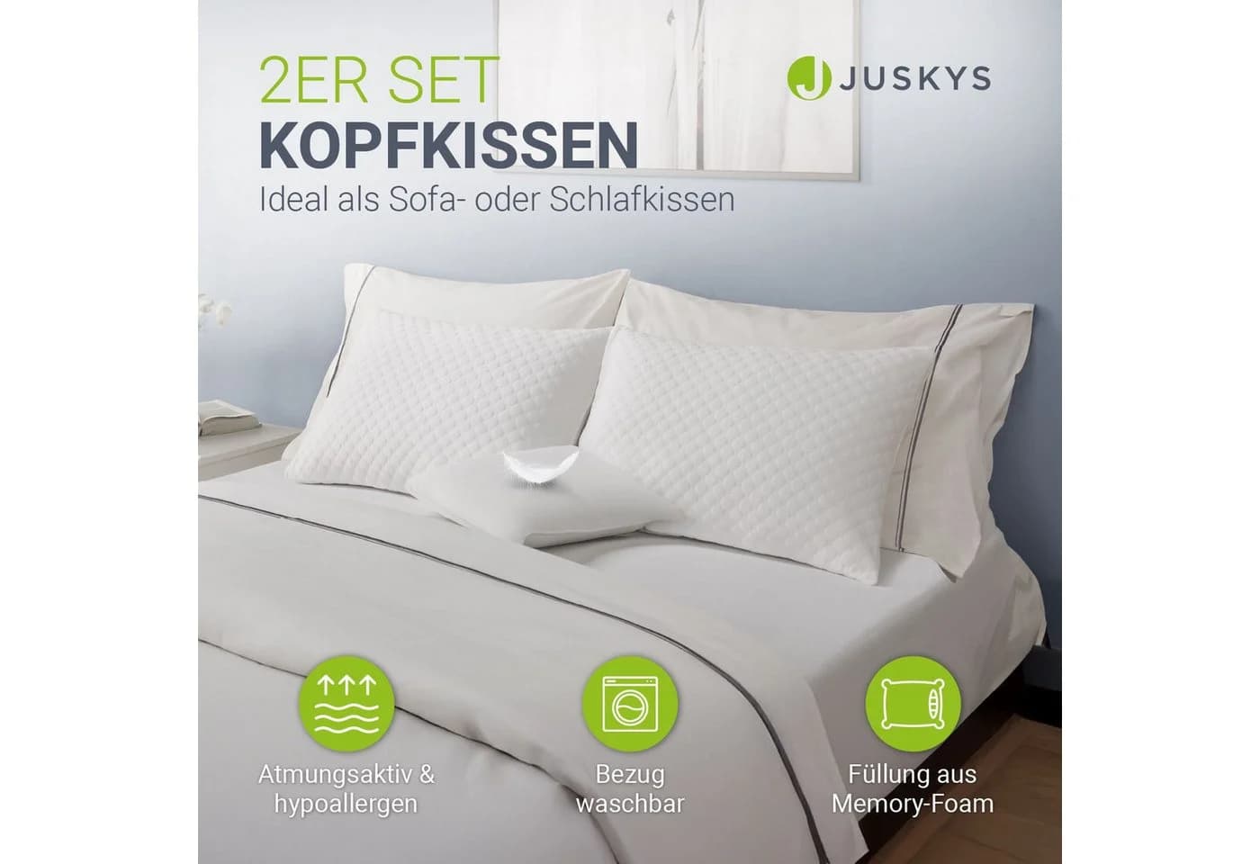 Juskys Kopfkissen 40x60 cm Memory-Foam - Bild 2