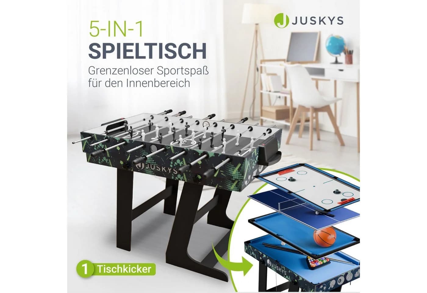 Juskys 5-in-1 Spieltisch Ballzauber Klappbar Petrol - Bild 2