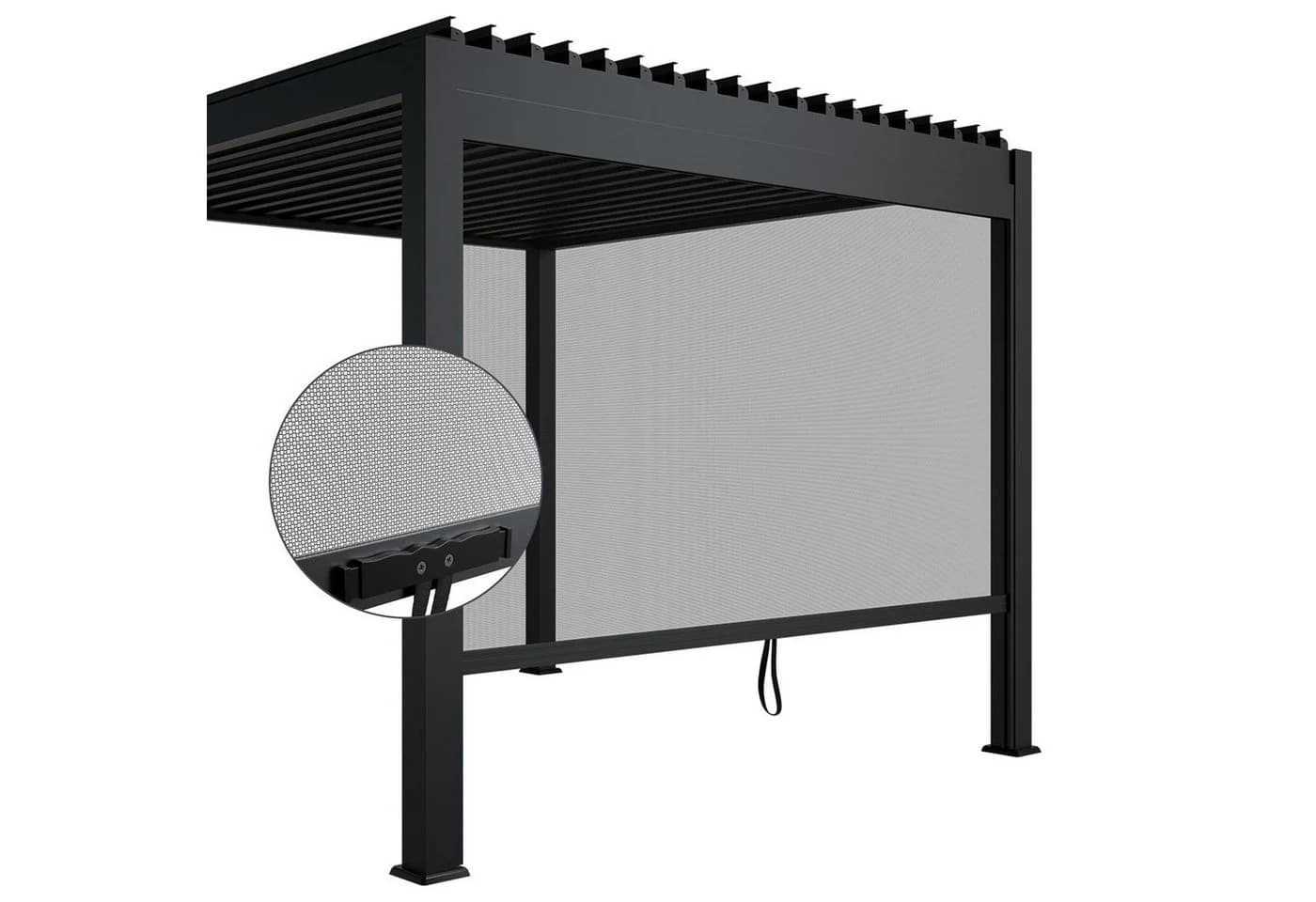 Juskys Seitenwand Rollo 3 m für Lamellendach Tahiti Anthrazit - Bild 2