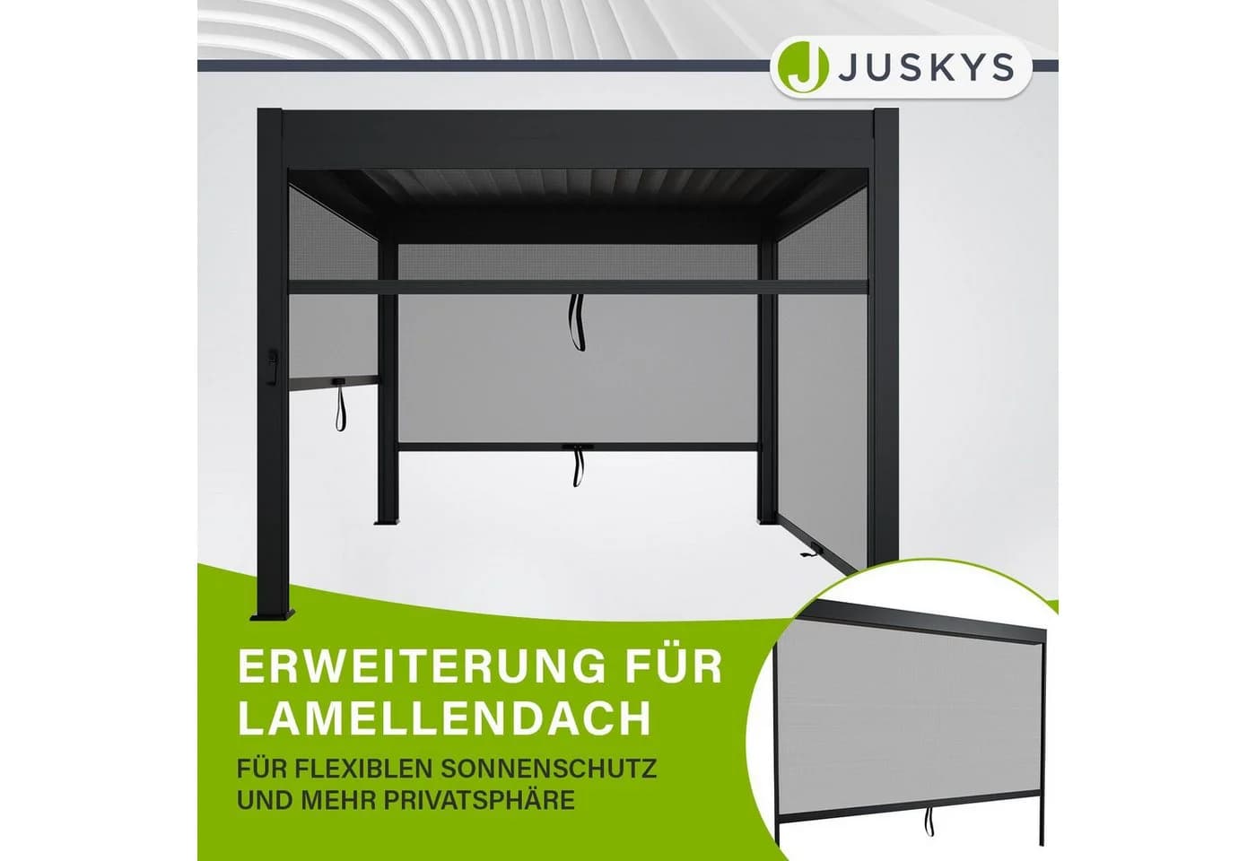 Juskys Seitenwand Rollo 3 m für Lamellendach Tahiti Anthrazit - Bild 3