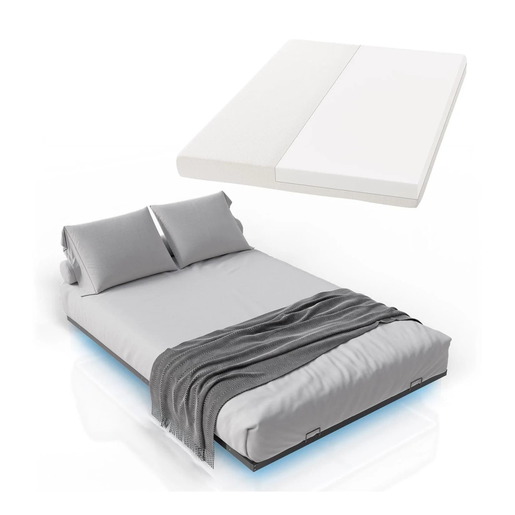 Juskys Metallbett Palamos Schwarz mit LED und Matratze