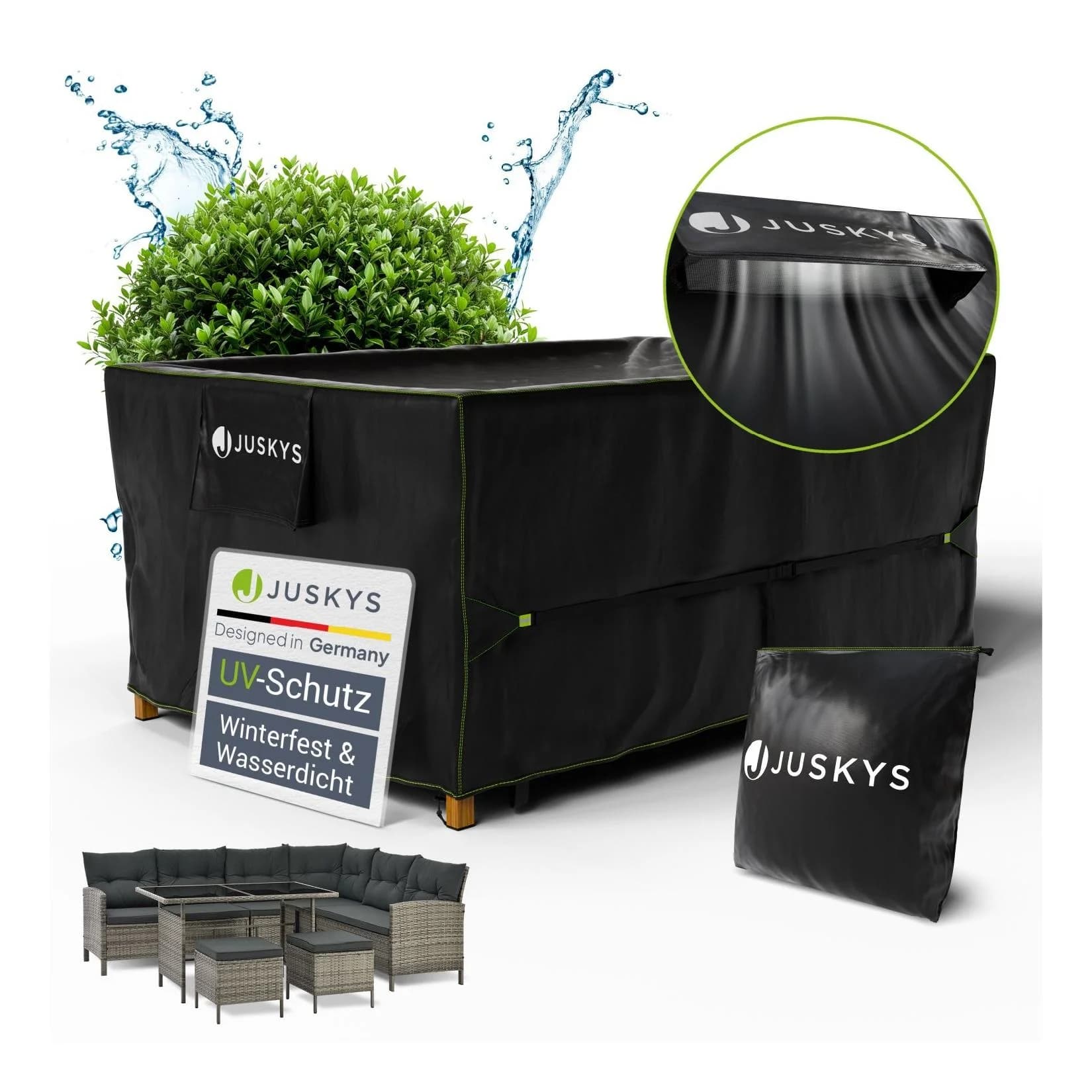 Juskys Gartenmöbel Abdeckplane Schwarz UV-Schutz