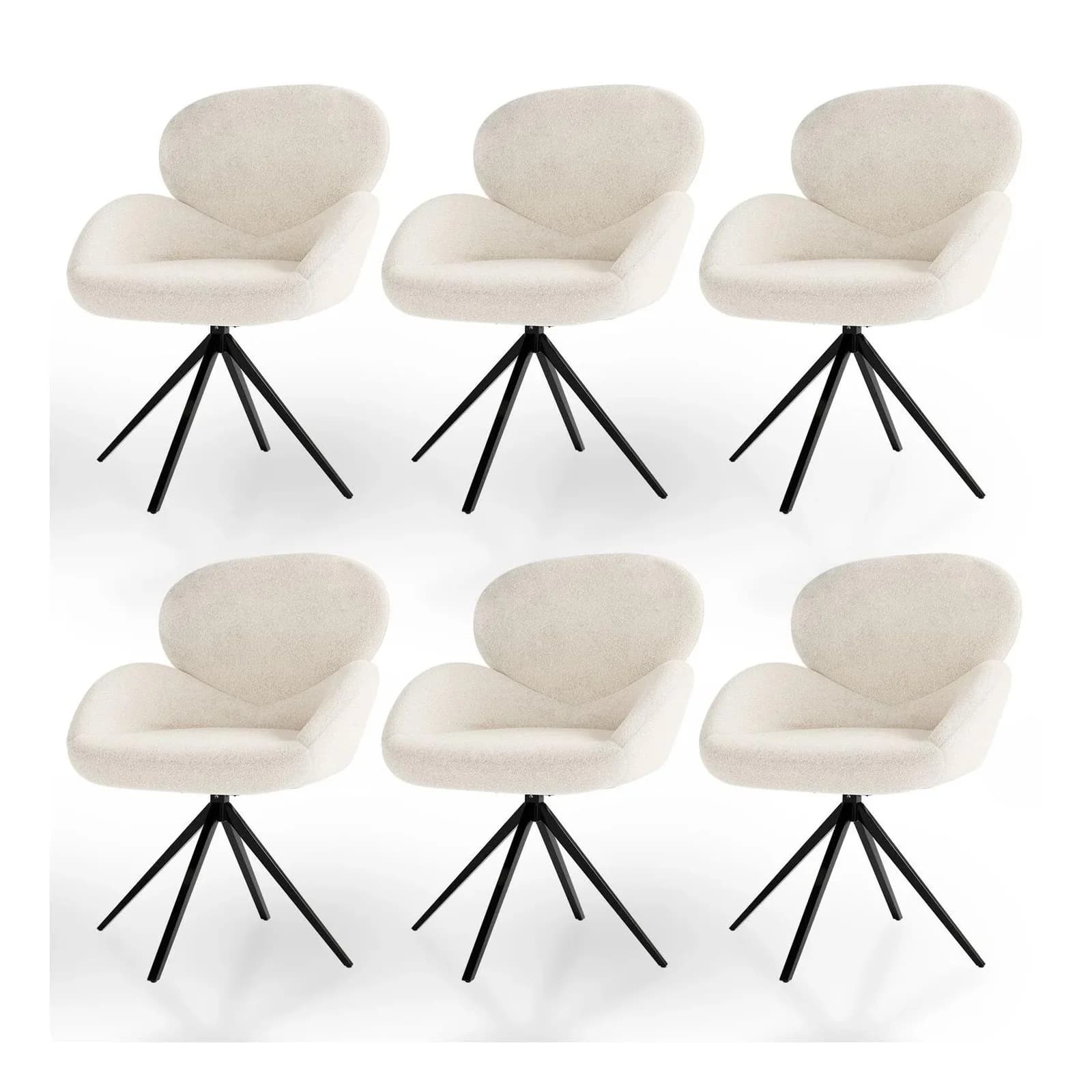 Juskys Esszimmerstuhl Albano 6er Set 360° drehbar Creme - Bild 1