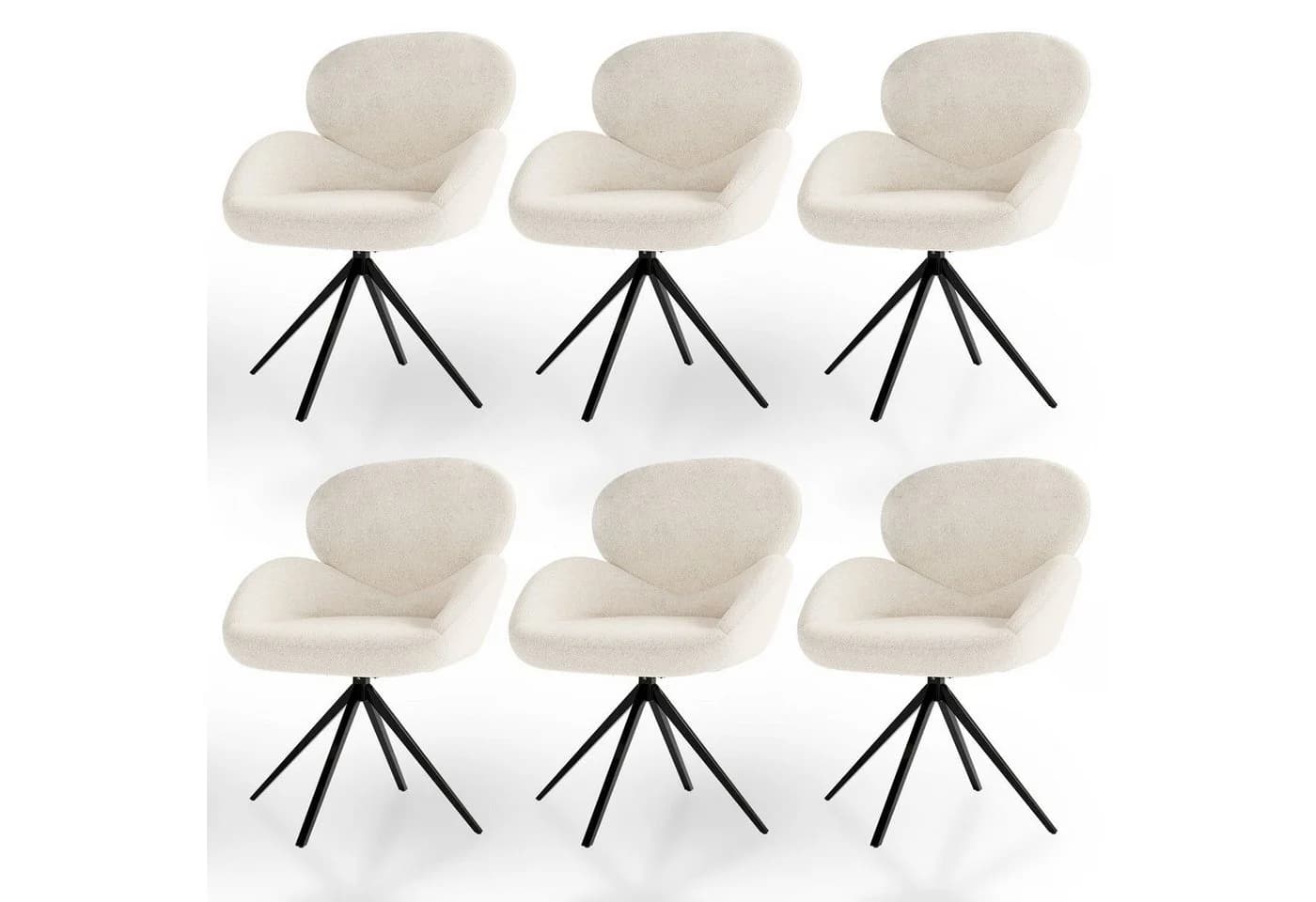 Juskys Esszimmerstuhl Albano 6er Set 360° drehbar Creme - Bild 3