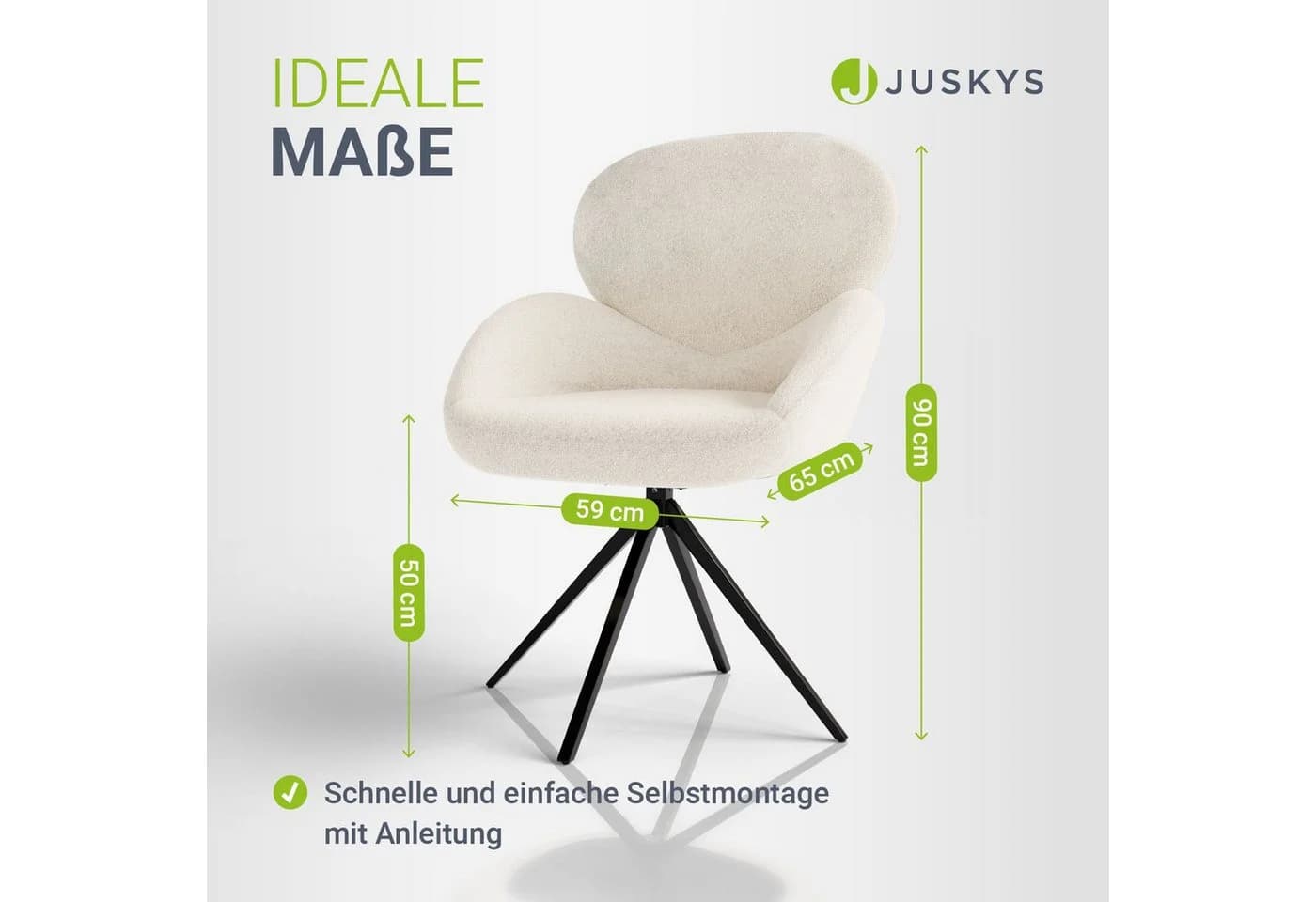Juskys Esszimmerstuhl Albano 6er Set 360° drehbar Creme - Bild 5