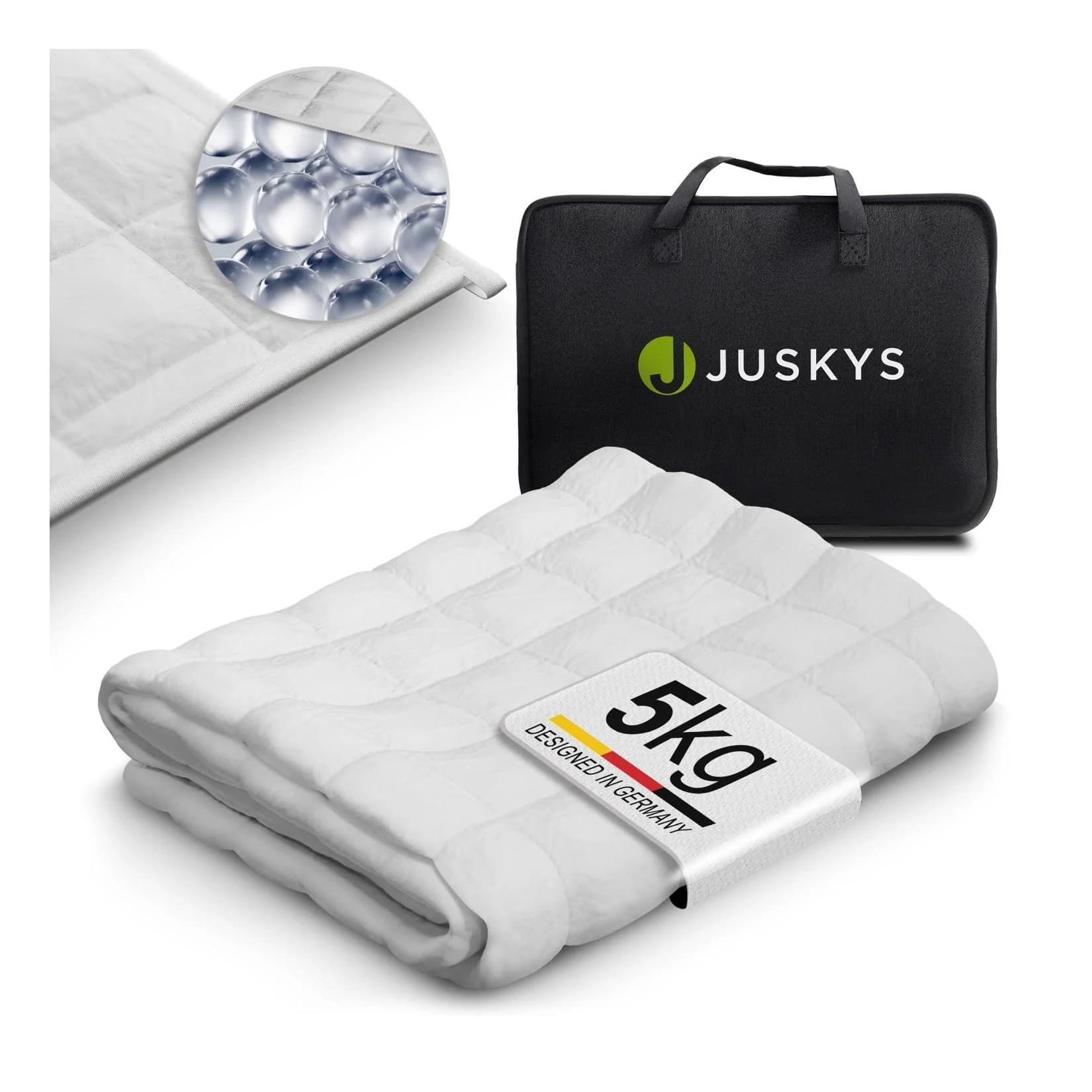 Juskys Gewichtsdecke 135x200 cm mit Glasperlen gegen Stress & unruhigen Schlaf