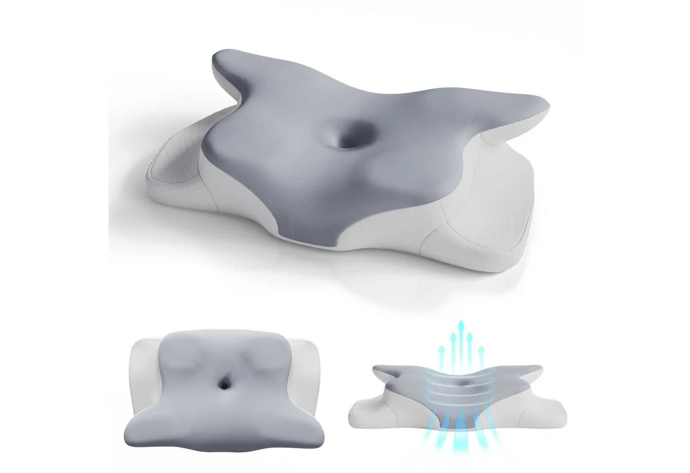 Juskys Nackenstützkissen-Set Weiß/Grau Memory Foam Ergonomisch - Bild 3