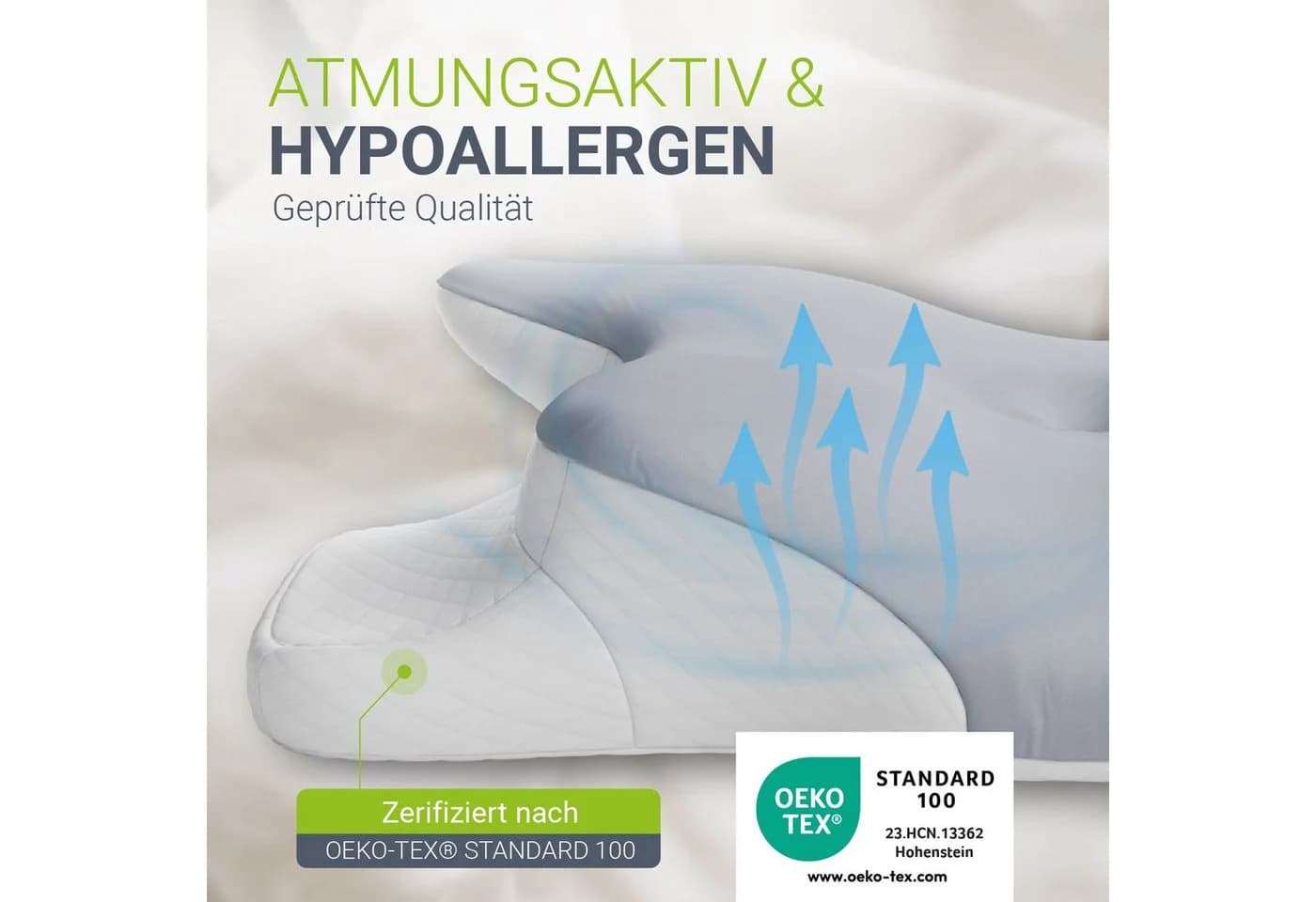 Juskys Nackenstützkissen-Set Weiß/Grau Memory Foam Ergonomisch - Bild 4