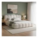 Juskys Polsterbett Catania Gepolstertes Kopfteil Bubble Design Bouclé Stoff Bild 2