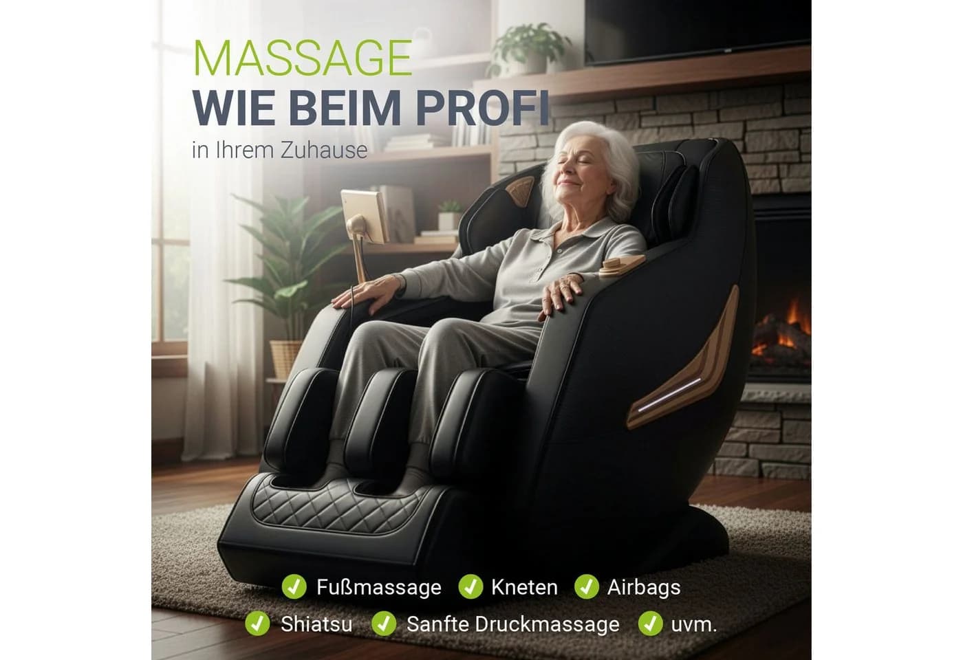 Juskys Massagesessel Paros Schwarz SL-Track Zero-Gravity - Bild 2