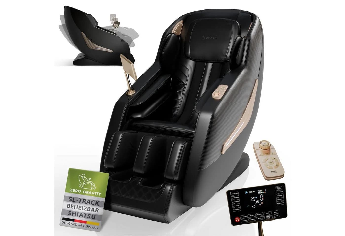 Juskys Massagesessel Paros Schwarz SL-Track Zero-Gravity - Bild 3