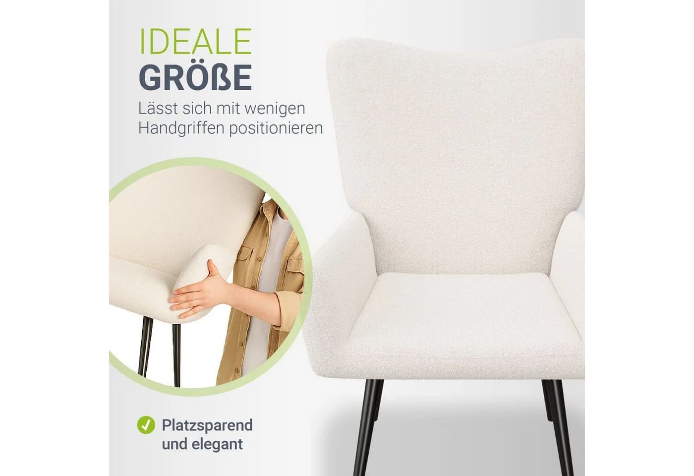 Juskys Ohrensessel Odense Beige Bouclé - Bild 4