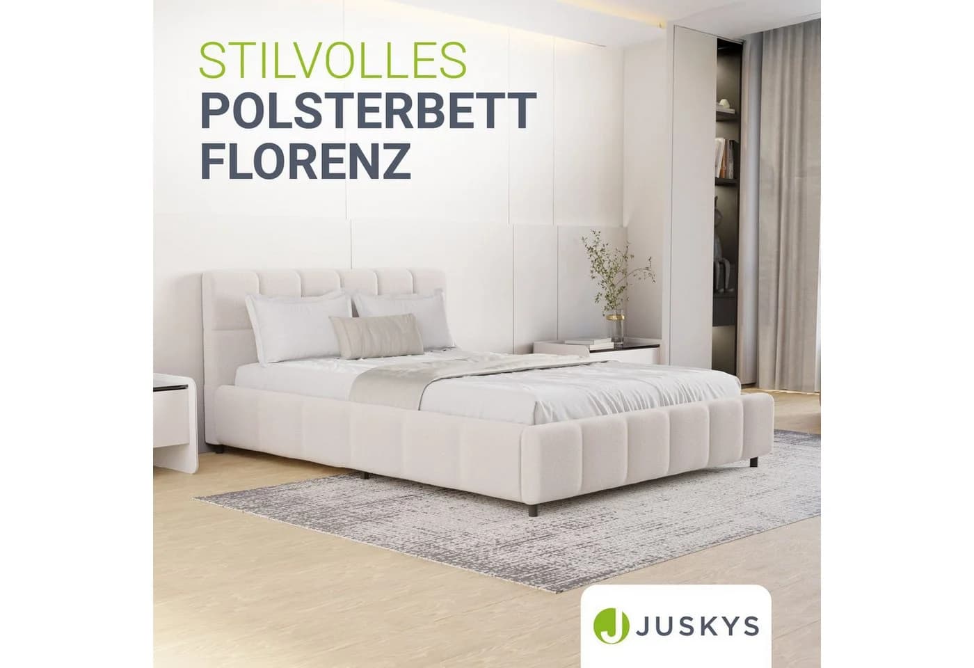 Juskys Polsterbett Florenz mit Matratze - Bubble Design, Bouclé - Bild 2