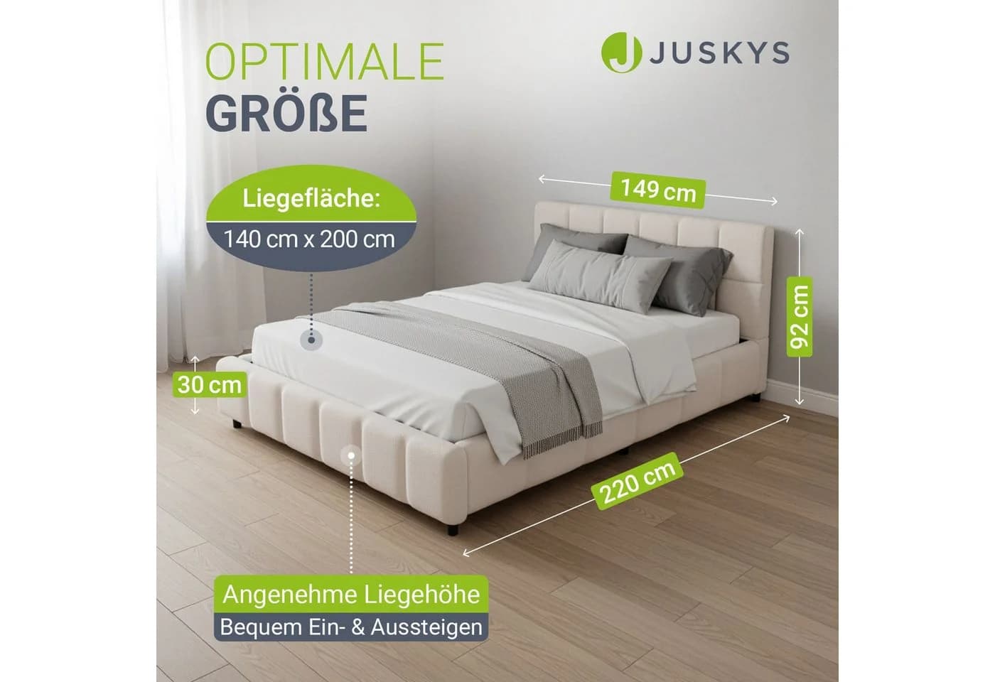 Juskys Polsterbett Florenz mit Matratze - Bubble Design, Bouclé - Bild 4
