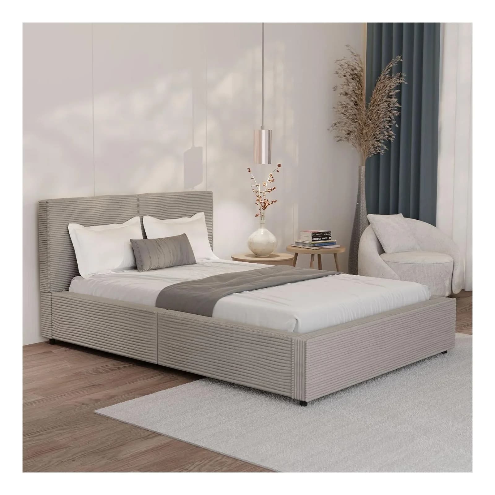 Juskys Polsterbett Salerno Cord Design 140x200 cm - Bild 2