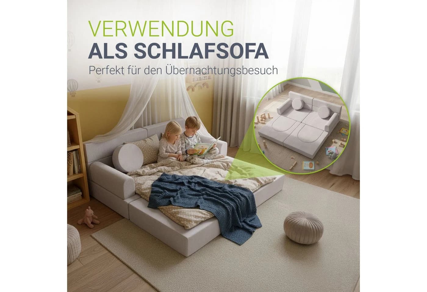 Juskys Kinder Spielsofa Kayo Beige Modulares Design - Bild 2