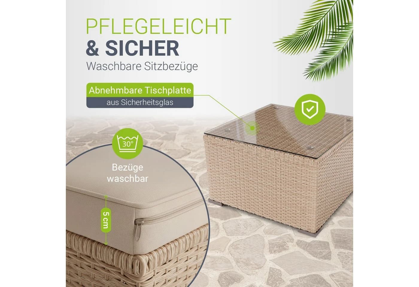 Juskys Polyrattan Lounge Set Punta Cana L Creme 4-5 Personen - Bild 4