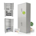 Juskys Aktenschrank Metall 180x80x40 cm 2 Türen Abschließbar Höhenverstellbar Hellgrau Bild 1