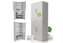 Juskys Aktenschrank Metall 180x80x40 cm 2 Türen Abschließbar Höhenverstellbar Hellgrau Bild 3