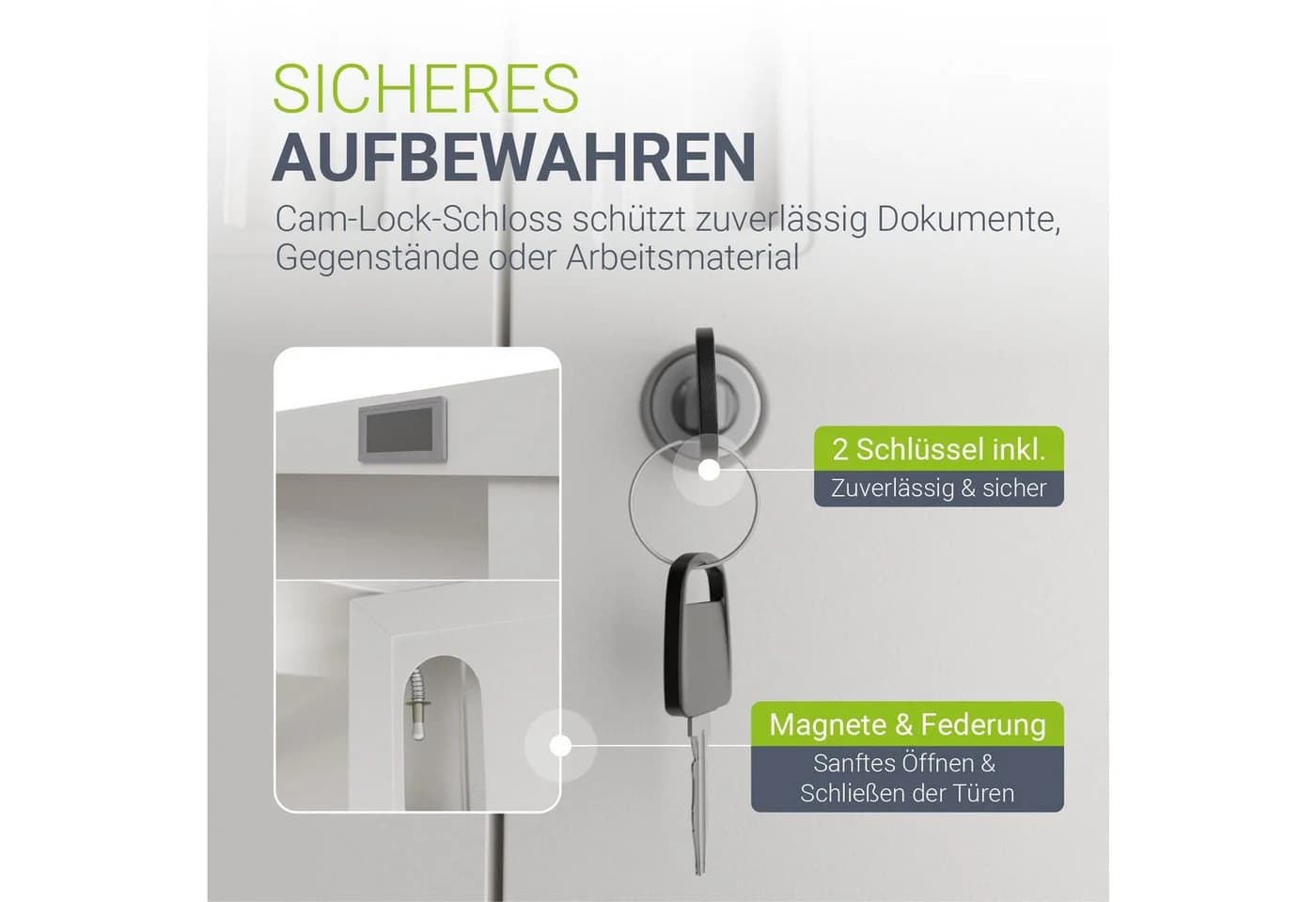 Juskys Aktenschrank Metall 2 Türen Weiß abschließbar - Bild 4