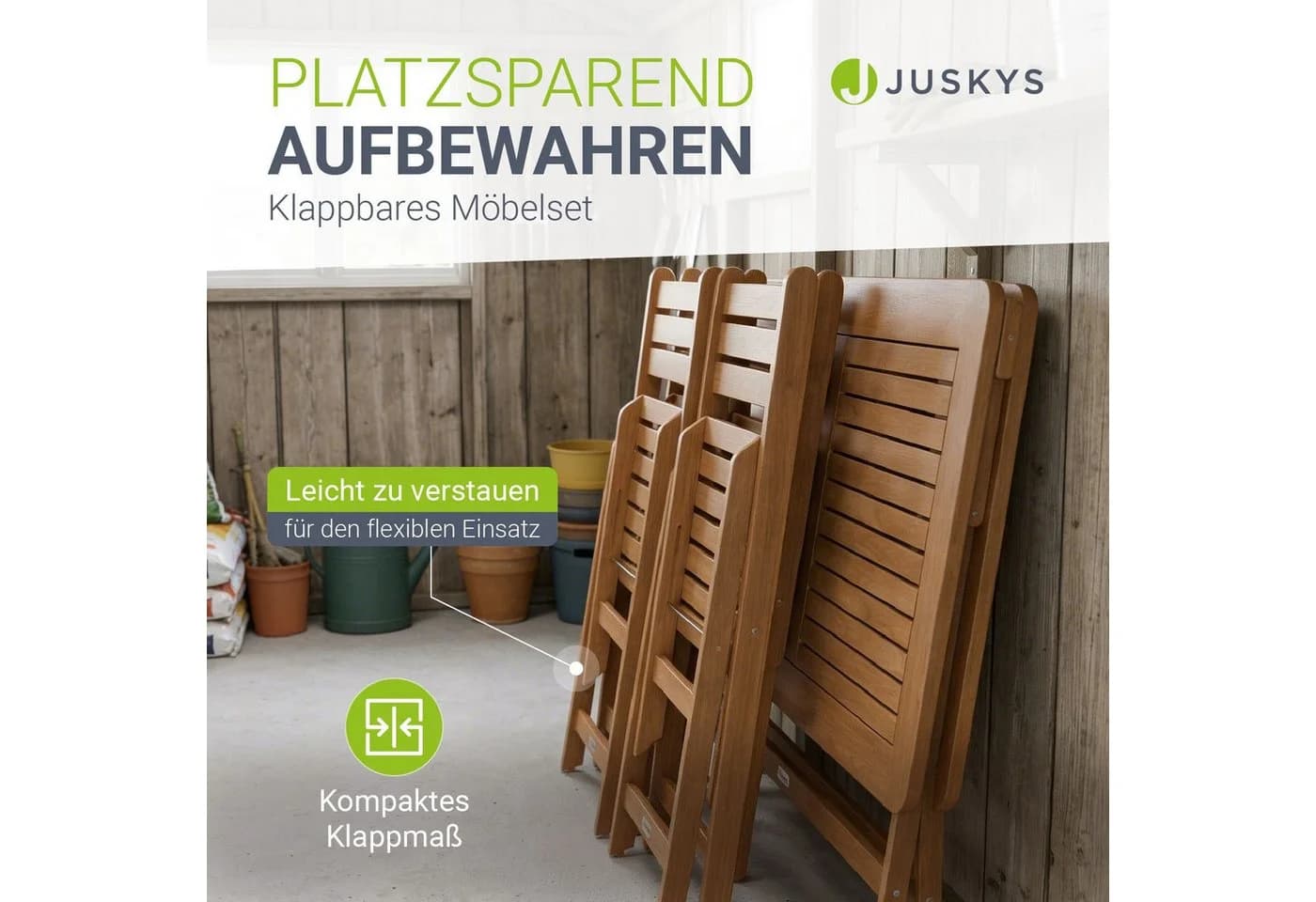 JUSKYS Gartenmöbel Set Rimini 5-tlg. Akazie vorgeölt - Bild 4