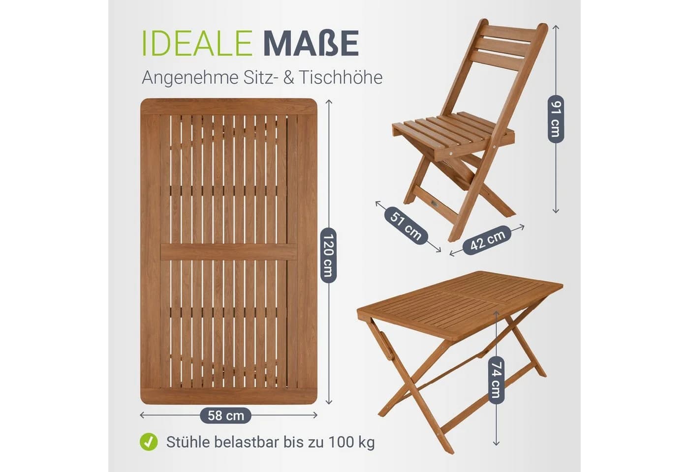 JUSKYS Gartenmöbel Set Rimini 5-tlg. Akazie vorgeölt - Bild 5