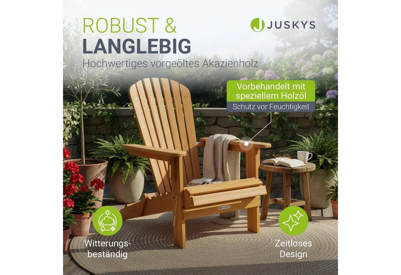 Juskys Gartenstuhl Korfu Akazienholz Klappbar - Bild 2