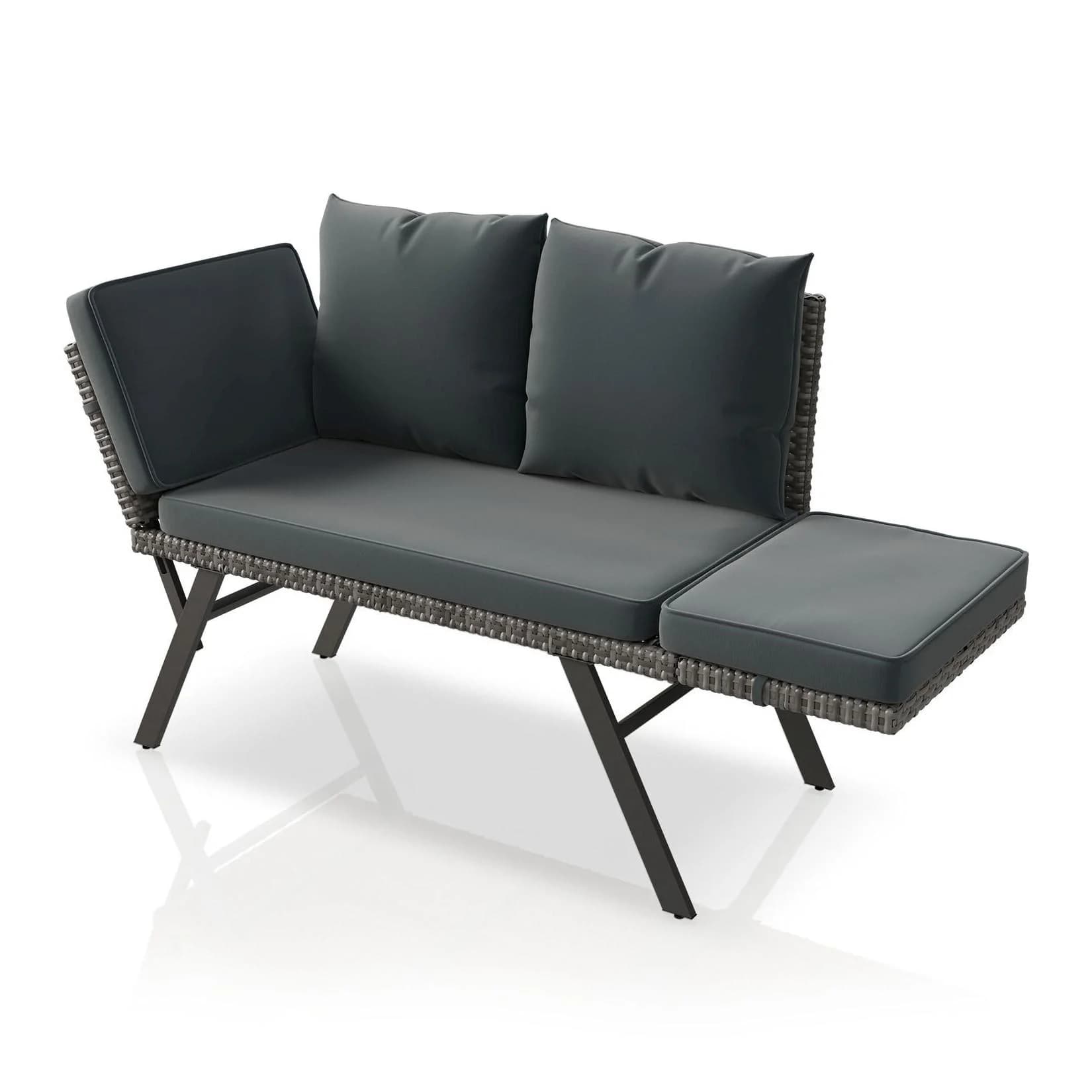 Juskys Multifunktionsbank Calvia Grau Polyrattan Klappbar