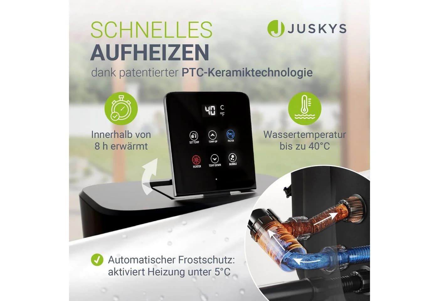 Juskys Whirlpool SpaLuxe 130 Sprudeldüsen 2400W Heizung 910L Schwarz/Weiß - Bild 5