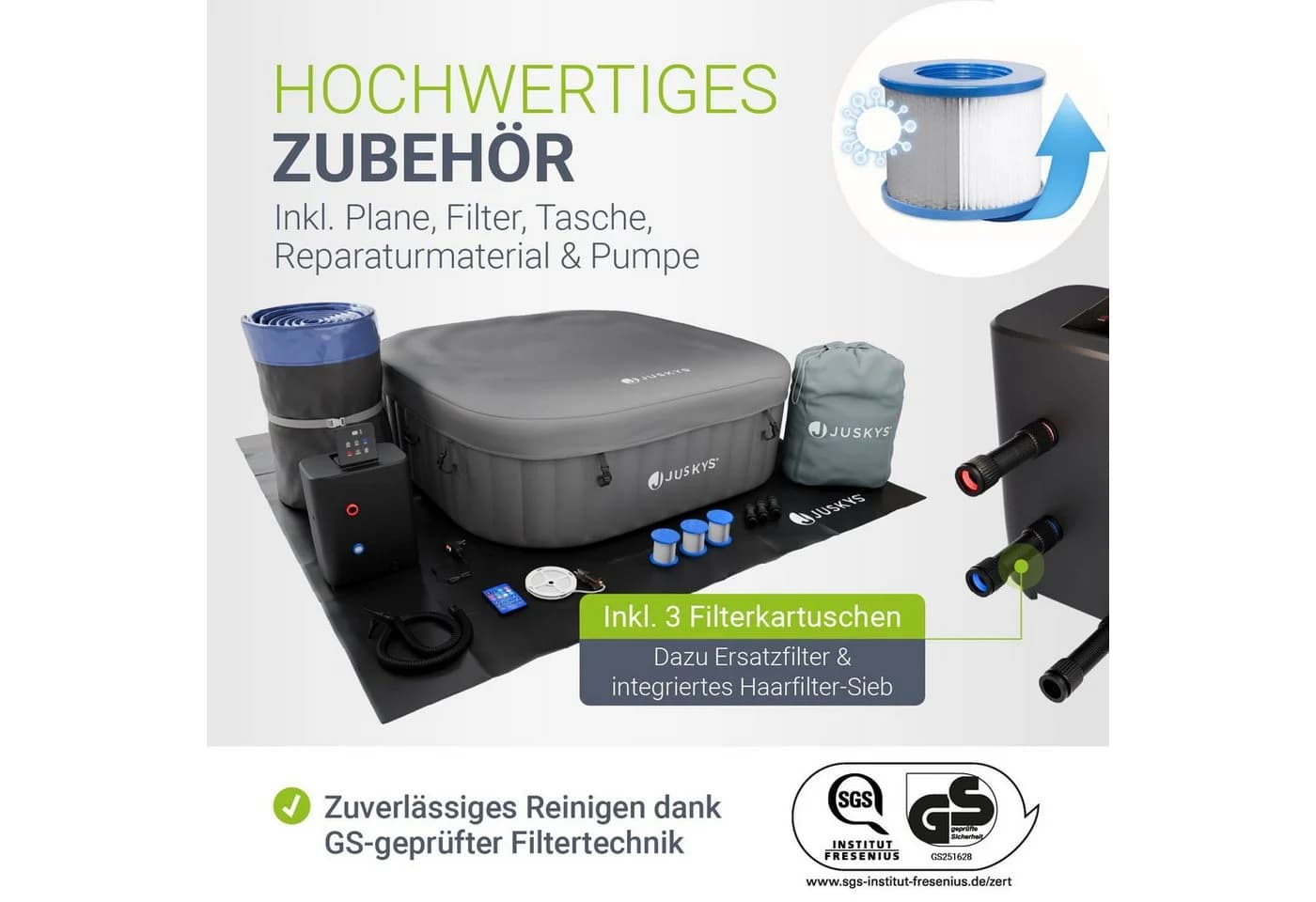 Juskys Whirlpool SpaLuxe LED 130 Sprudeldüsen 2400W Heizung 910L - Bild 4