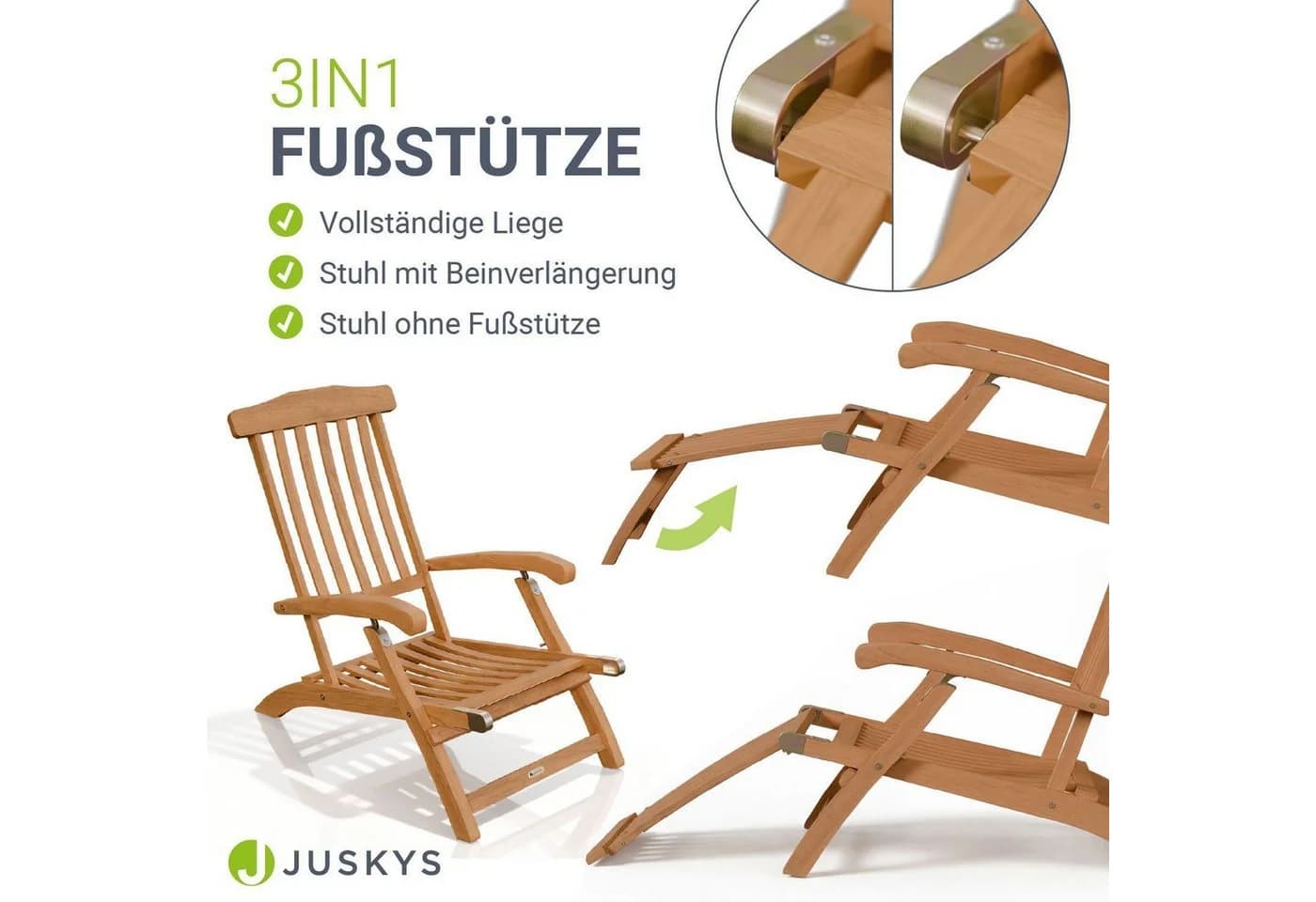 Juskys Sonnenliege Evia 2er Set klappbar Akazienholz - Bild 5