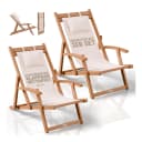 JUSKYS Sonnenliege Tavira 2er Set Creme Akazienholz UV-beständig klappbar Bild 1