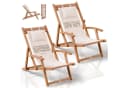 JUSKYS Sonnenliege Tavira 2er Set Creme Akazienholz UV-beständig klappbar Bild 3