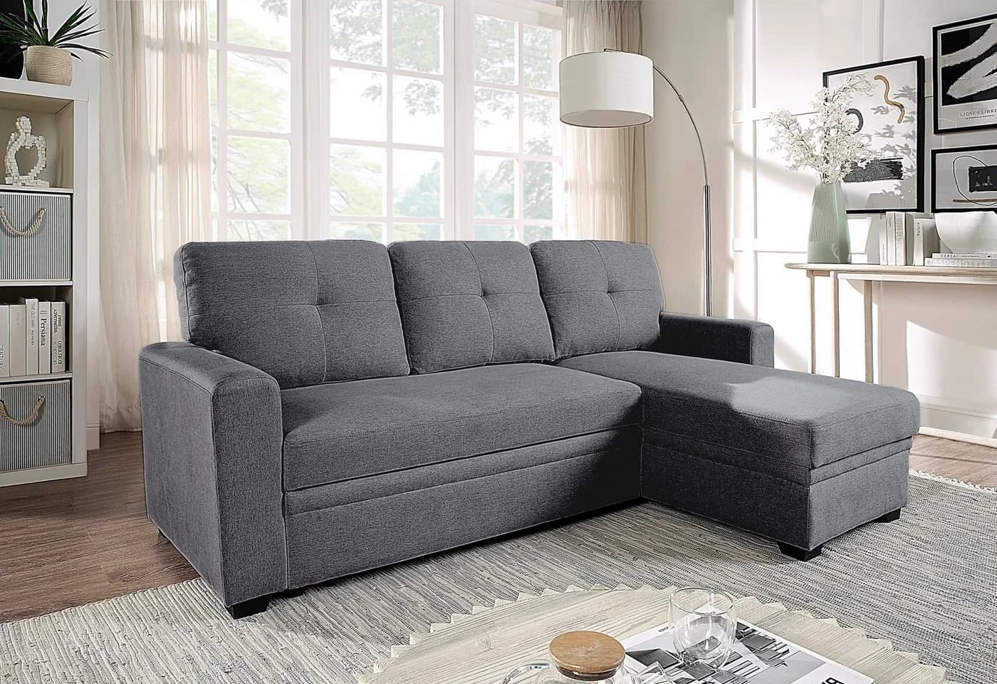 ATLANTIC home collection Ecksofa Gerrit L-Form Grau mit Bettfunktion - Bild 2