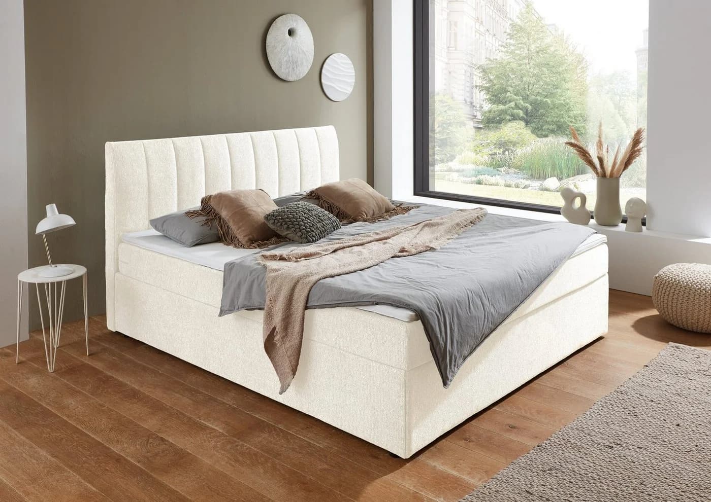 ATLANTIC HOME COLLECTION Boxbett Alva Weiß Stoff Chenille-Optik - Bild 2
