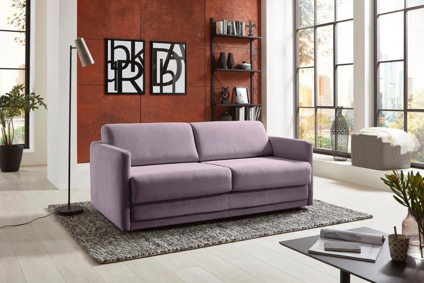 ATLANTIC HOME COLLECTION Schlafsofa Limone Lila mit Komfortschaummatratze