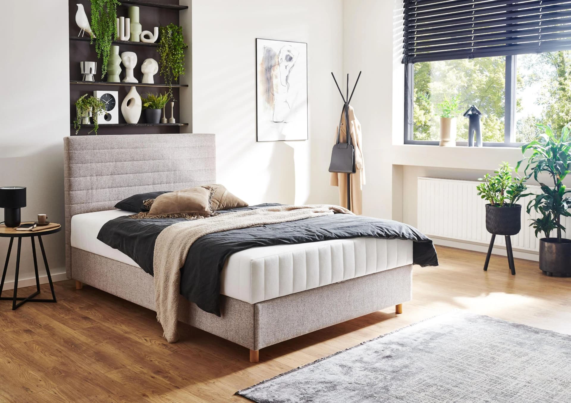 ATLANTIC HOME COLLECTION Stauraumbett Josie Taupe mit Matratze