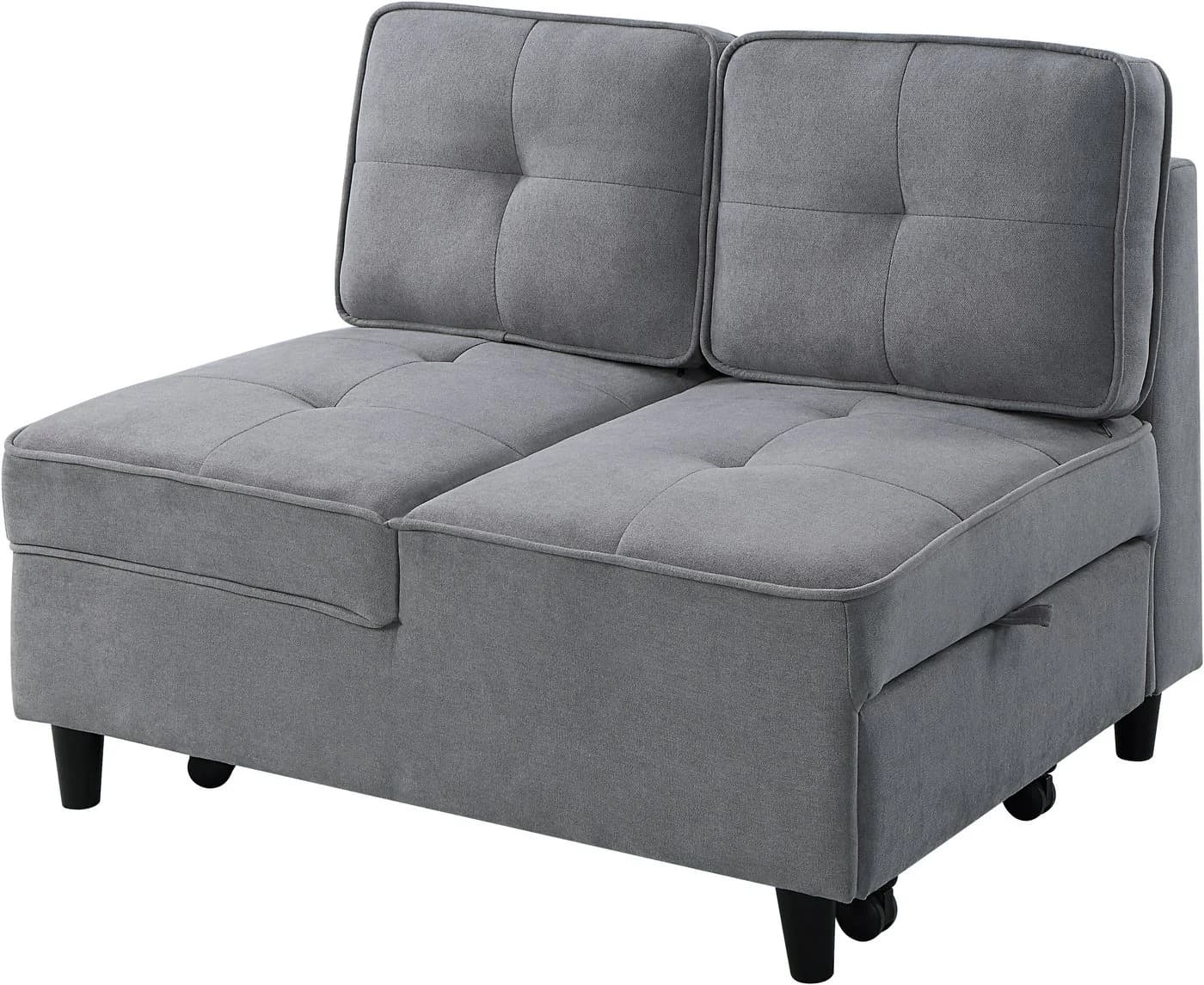 ATLANTIC HOME COLLECTION Schlafsofa Freddy Grau mit Gästebett-Funktion - Bild 4