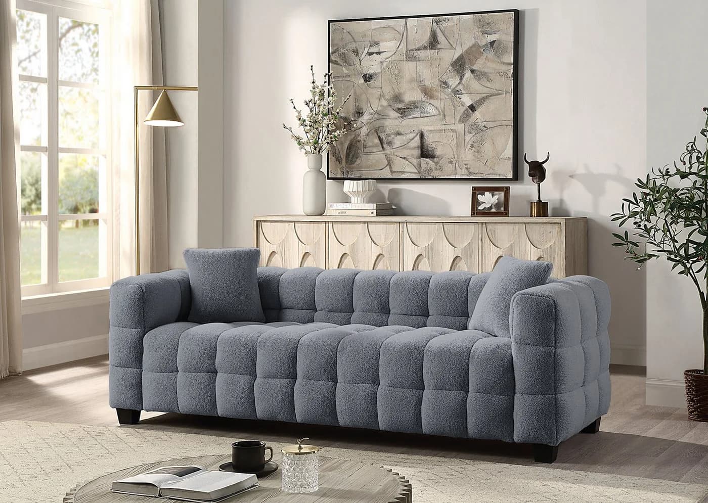 ATLANTIC HOME COLLECTION 3-Sitzer Sofa Stella Grau Teddyoptik - Bild 2