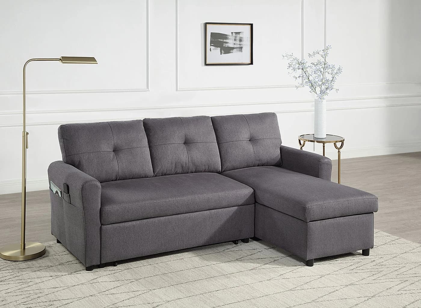 ATLANTIC HOME COLLECTION Schlafsofa Gustavo L-Form Dunkelgrau mit Bettkasten - Bild 2