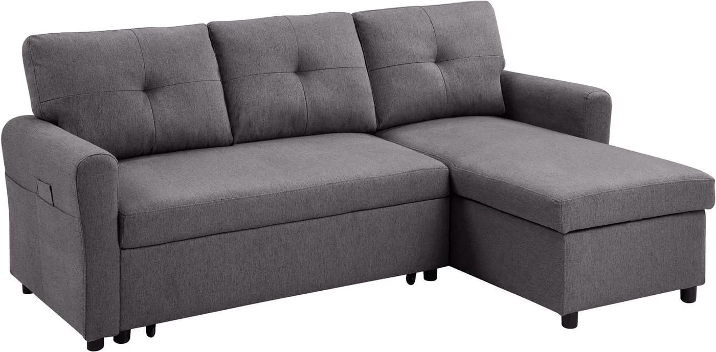 ATLANTIC HOME COLLECTION Schlafsofa Gustavo L-Form Dunkelgrau mit Bettkasten - Bild 5