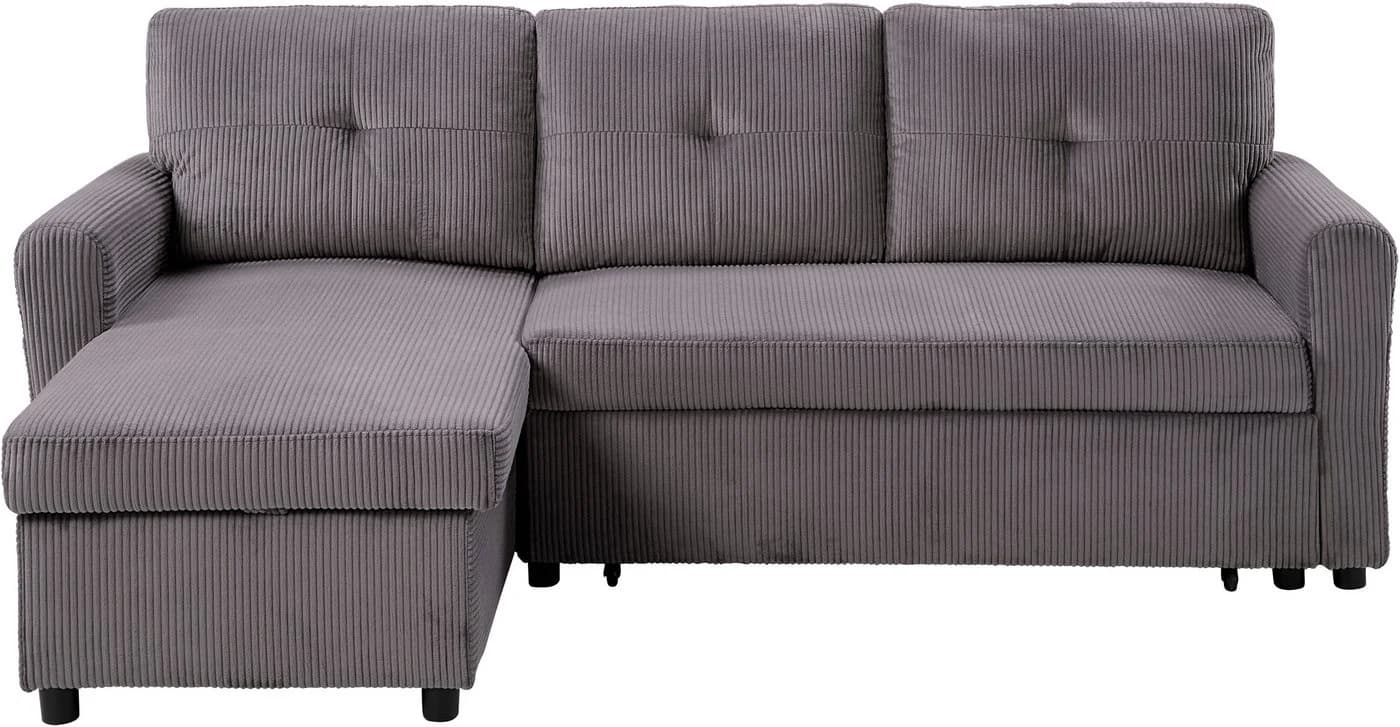 ATLANTIC HOME COLLECTION Schlafsofa Gustavo L-Form Grau mit Bettkasten - Bild 3