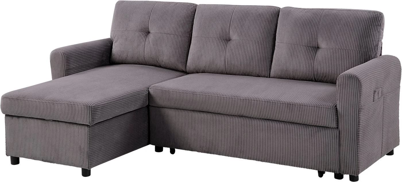 ATLANTIC HOME COLLECTION Schlafsofa Gustavo L-Form Grau mit Bettkasten - Bild 5