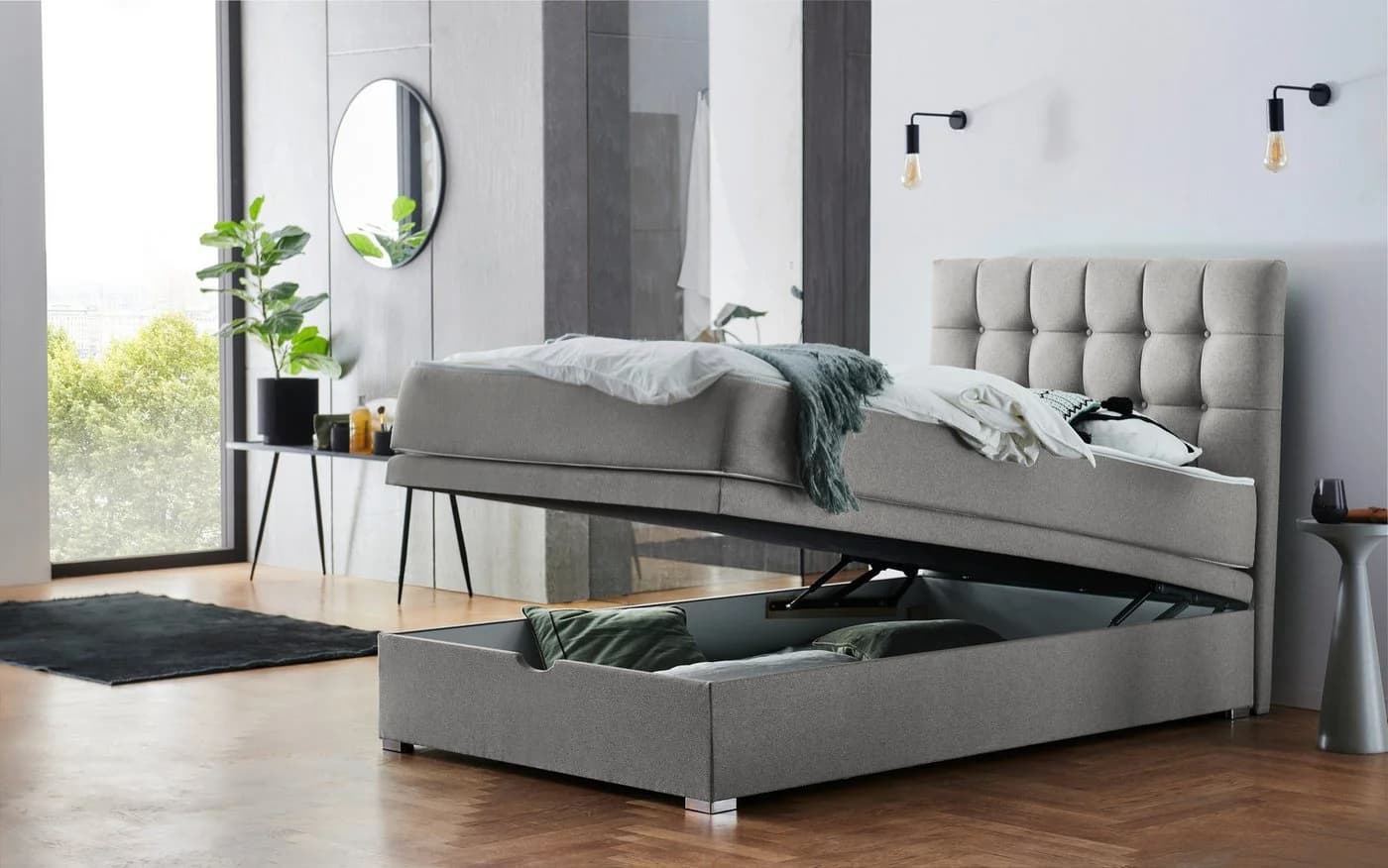 ATLANTIC HOME COLLECTION Boxbett Riona hellgrau mit Matratze - Bild 3
