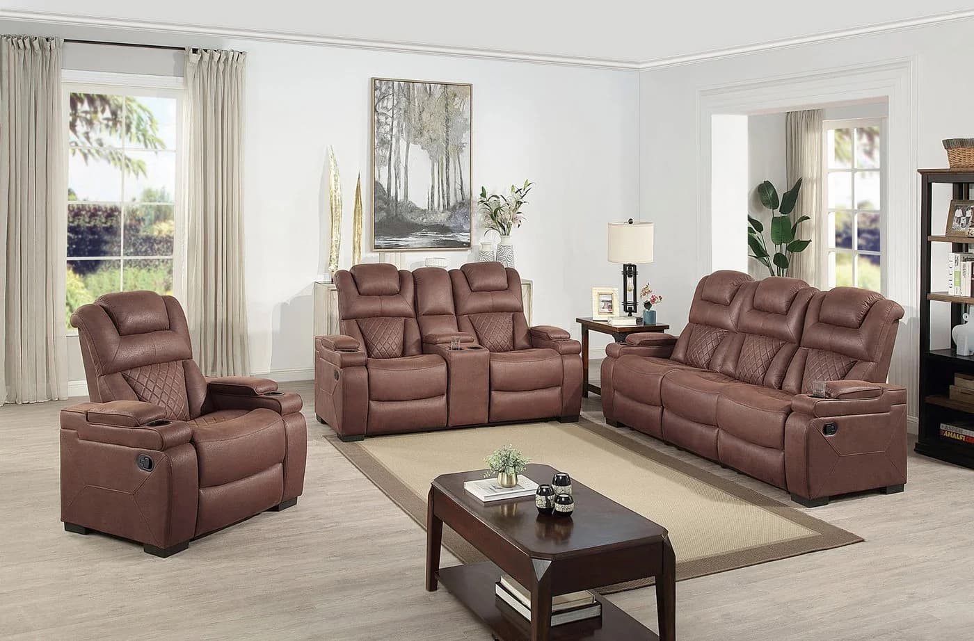 ATLANTIC home collection 2-Sitzer Sofa Faris Braun Relaxfunktion