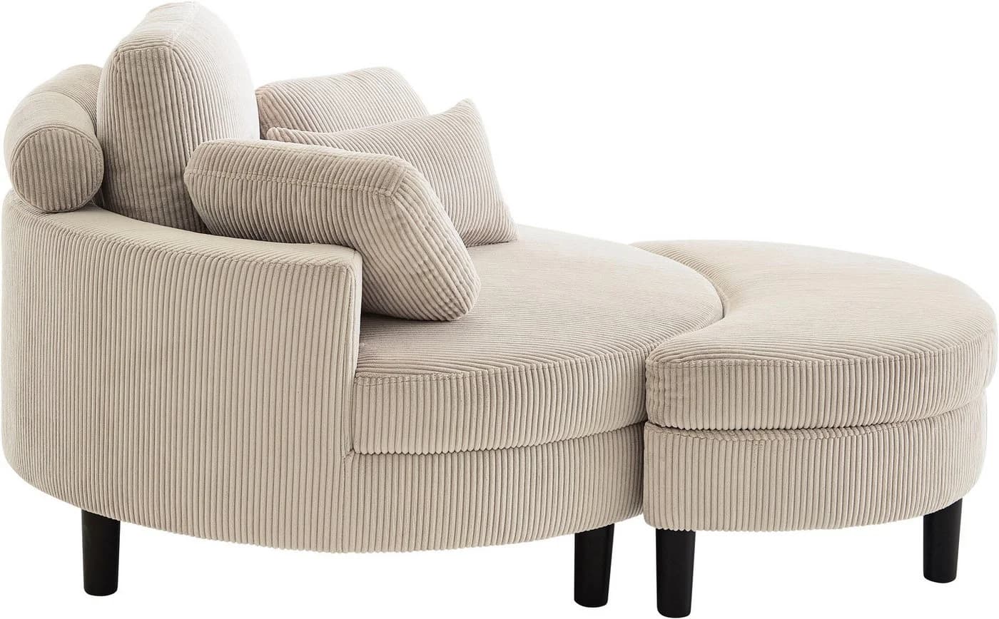 ATLANTIC HOME COLLECTION Loveseat Ravi mit Stauraumhocker Creme-Weiß - Bild 4
